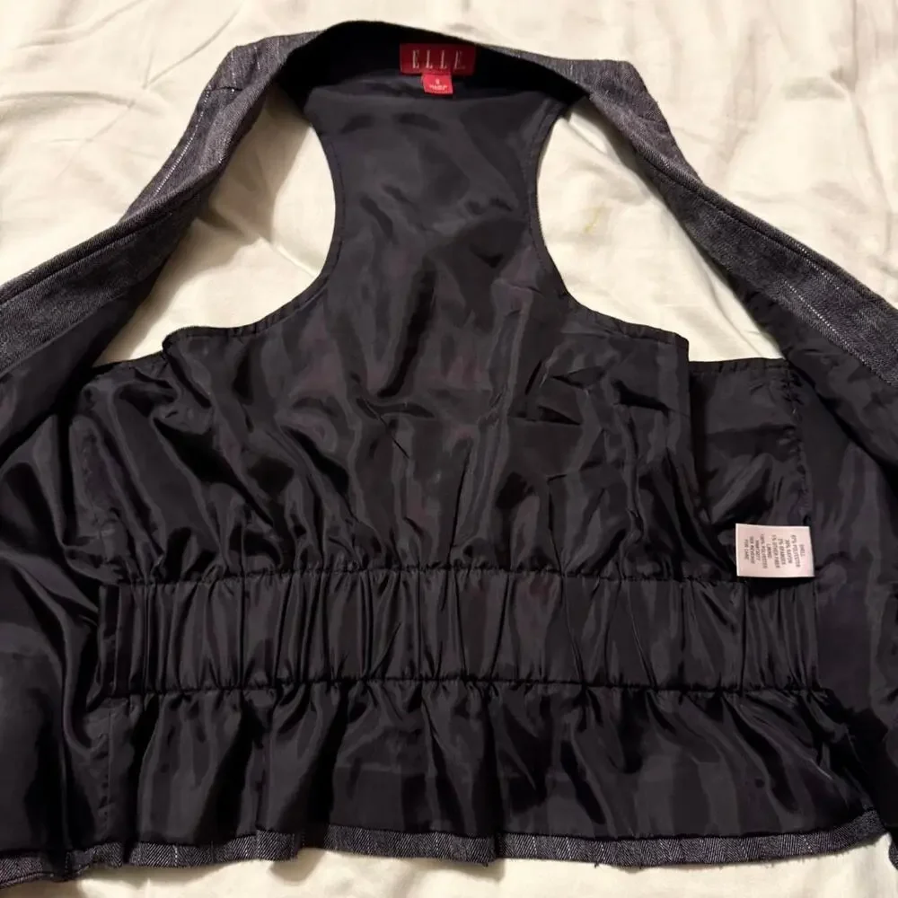ELLE Gray Pinstripe Vest Small Tailored Y2K